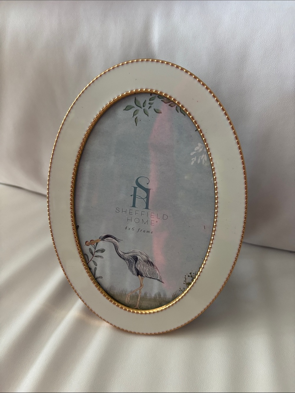 Sheffield Home Cream and Gold Beaded Oval Frame